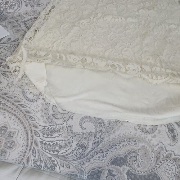 Velvet lace overlay silk dress Ivory Size Small Coquette sorority graduation - Picture 5 of 8